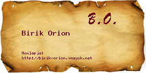 Birik Orion névjegykártya